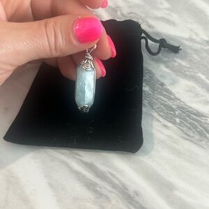 Sterling silver wrapped aqua aura quartz